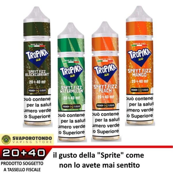 Tropika Ice SPRYT FIZZ Aroma Shot 20ml FASHION VAPE ANGURIA-PESCA-MANGO-RIBES NERO